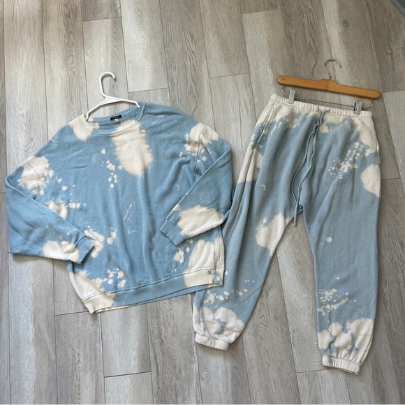 R13 Bleached Sweatsuit Set womens Blue (xsmall) drop crotch pants oversized - Picture 1 of 10